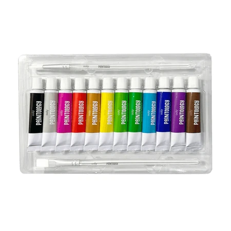 Estuche de pintura acrílica Paintology, 12 colores clásicos y 2 pinceles