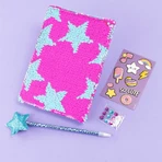 Girabrilla Fashion Diary - set de agenda reversible con lentejuelas y bolígrafo