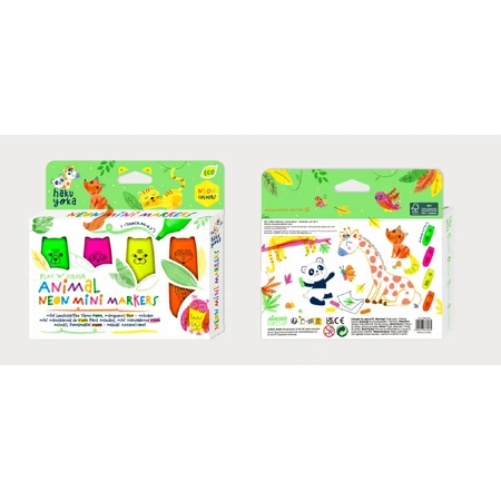 Set van 4 Mini Neon Markers - Dieren