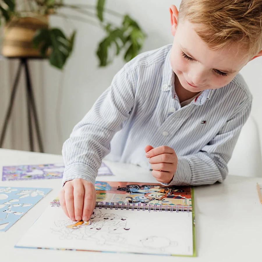 Creatieve krabbel- en kleurset, Blauw, Totum