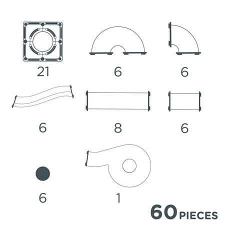 Set magnetic Circuit cu bile Compact 60 Piese, Cleverclixx