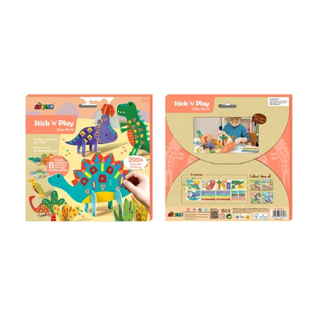 Stick'N'Play creative game with 3D scenes and repositionable stickers - Dinosaur World