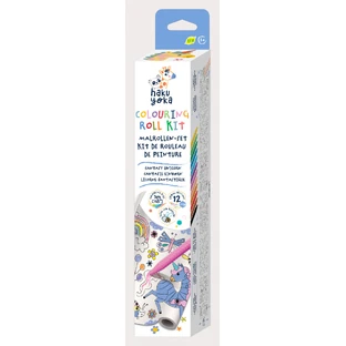 Set de rouleaux de dessin 3 m et 12 crayons de couleur à la cire, Haku Yoka - Licornes