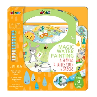 Portable watercolor painting book, stickers and games - 4 seasons