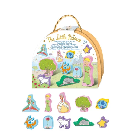 Play set with 10 wooden figurines, portable - Little Print
