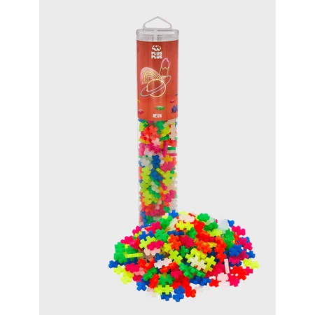 Plus-Plus construction set, 240 pieces tube, Neon Mix, fluorescent colors