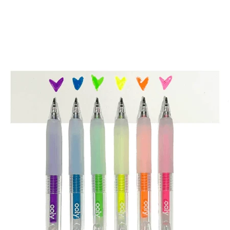 Lot de 6 stylos gel néon multi-surfaces - Couleurs vibrantes