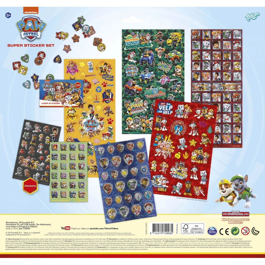 Super set abtibilduri Paw Patrol, Patrula Catelusilor