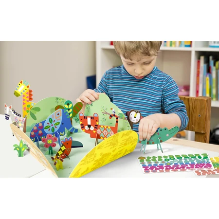 Stick'N'Play creatief spel met 3D scènes en herpositioneerbare stickers - Safari Dieren
