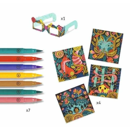 Djeco 3D taller para colorear, Fantasía en el bosque