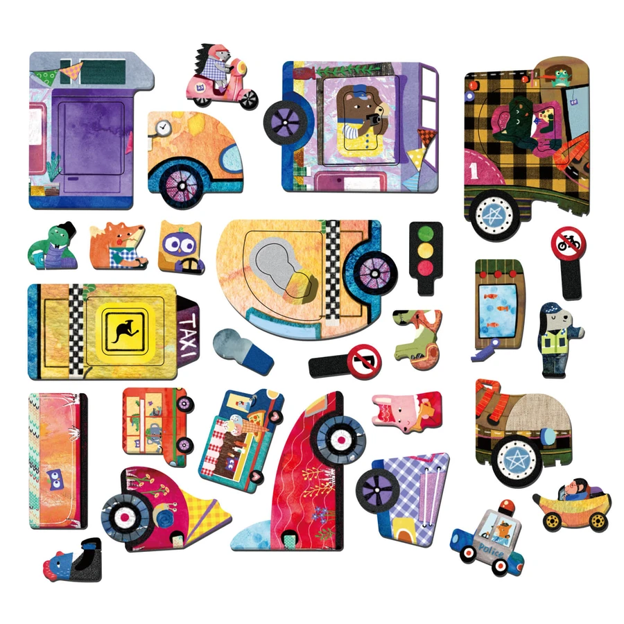 Puzzle magnético en caja metálica, juego de parejas y correspondencias - Cars