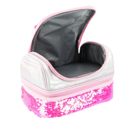 Lunch box Girabrilla – cutie termică matlasată cu paiete reversibile și interior impermeabil