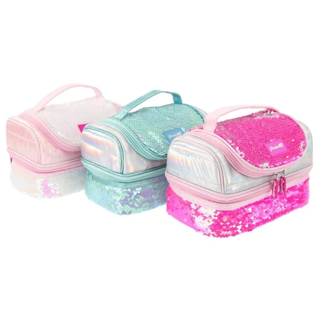 Lunch box Girabrilla – cutie termică matlasată cu paiete reversibile și interior impermeabil