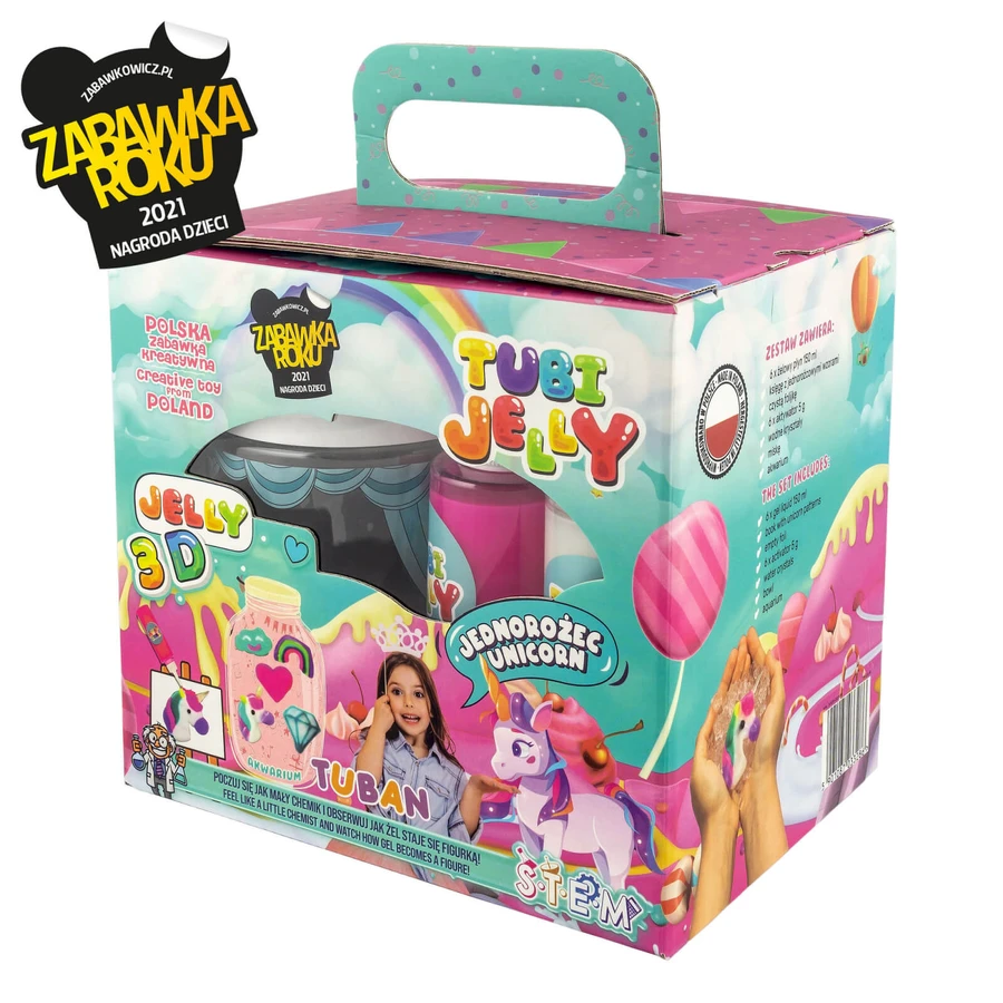 SET JELLY TUBES (gel de modelar) con 6 colores y pequeño acuario - UNICORNIO