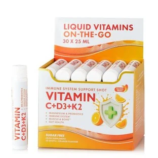 Witamina C 500 mg + Witamina D3 + K2 + Probiotyki, 30 fiolek x 25 ml, Swedish Nutra