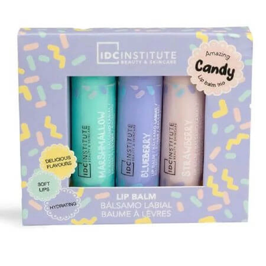 Zestaw balsamów do ust Trio Candy, 3 x 35 gr, IDC Institute: ceny i cechy