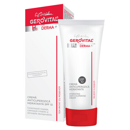 Crema anticuperozica hidratanta SPF10 Gerovital Derma+, 50ml, Farmec