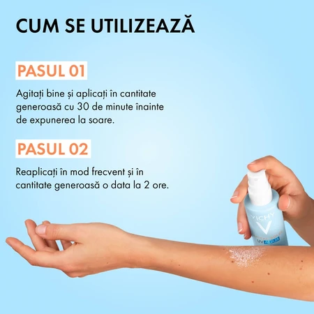 Spray hydratant visage et corps avec protection solaire SPF 50 Capital Soleil UV Aqua, 200 ml, Vichy