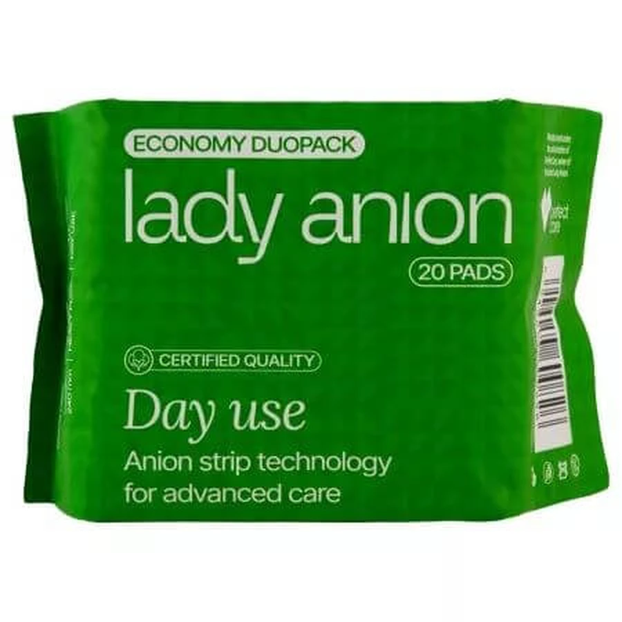 Compresas de algodón orgánico, 20 unidades, Lady Anion