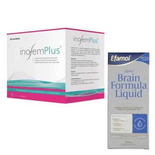 Paket Inofem Plus 30 Beutel, Establo Pharma + Efalex Brain Formula mit DHA, 150 ml, Efamol