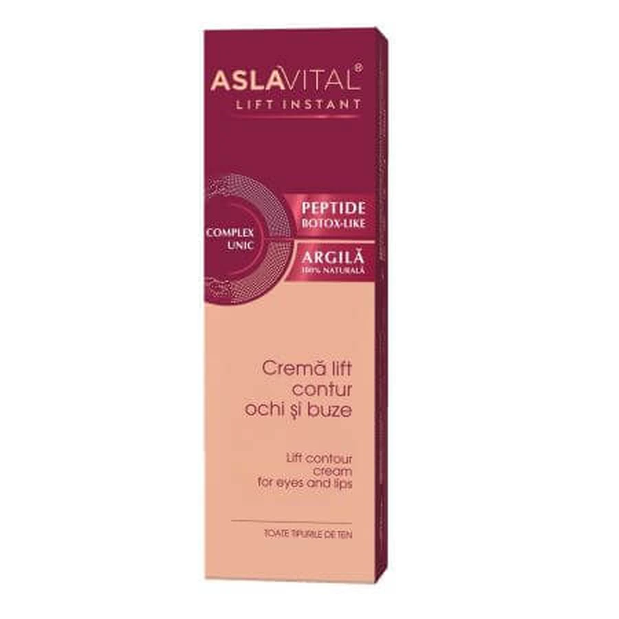 Crema lifting contorno de ojos y labios Lift Instant, 15 ml, Aslavital