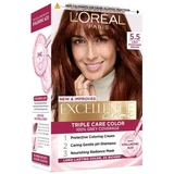 Haarkleuring met hyaluronzuur Excellence Color Creme 5.5 Saten Deschis Acaju, 192 ml, Loreal