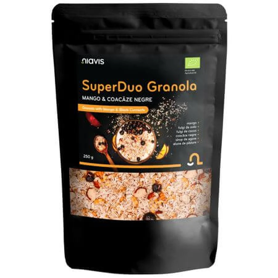 Super Duo Schwarze Johannisbeere und Mango Granola, 250 g, Niavis
