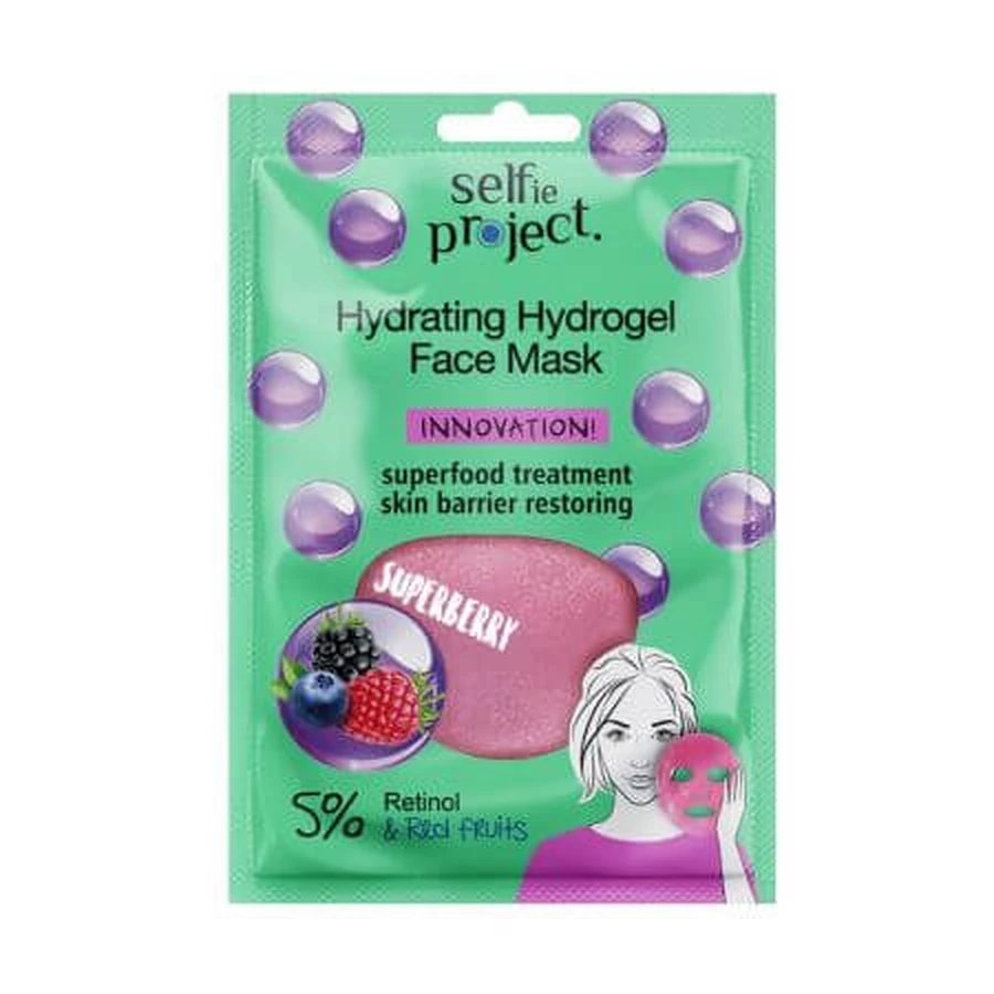 Hydratisierende Hydrogel-Gesichtsmaske mit Superfruits Hydratisierende Hydrogel-Gesichtsmaske, 1 Stück, Selfie-Projekt
