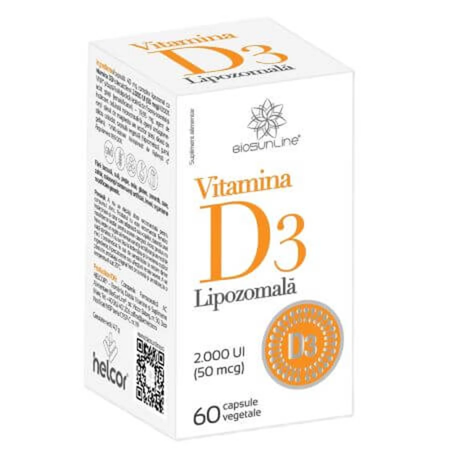Liposomalna witamina D3, 2000 j.m., 60 kapsułek wegetariańskich, BioSunLine: ceny i cechy