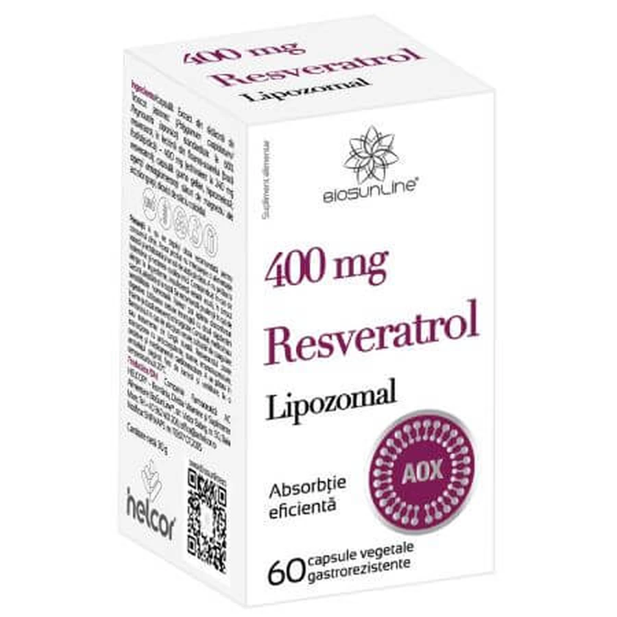 Resveratrol Lipozomal, 400mg, 60 kapsułek wegetariańskich, BioSunLine: ceny i cechy