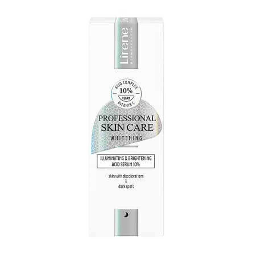 Gezichtsserum 10% zuur met hyperpigmentatie verkleurend effect Professionele huidverzorging Whitening, 30 ml, Lirene
