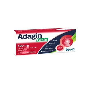 Adagin forte, 400 mg, 10 comprimidos recubiertos con película, Teva