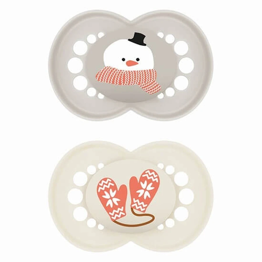 Sucette en silicone MAM Original Winter Limited Edition pour les 16 mois et plus - Snowman/ Gloves