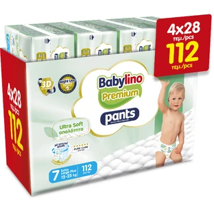 BABYLINO Pants Premium Pañal-Pantalón Suave No7 15-25KG (4x28) 112 pcs (Caja)