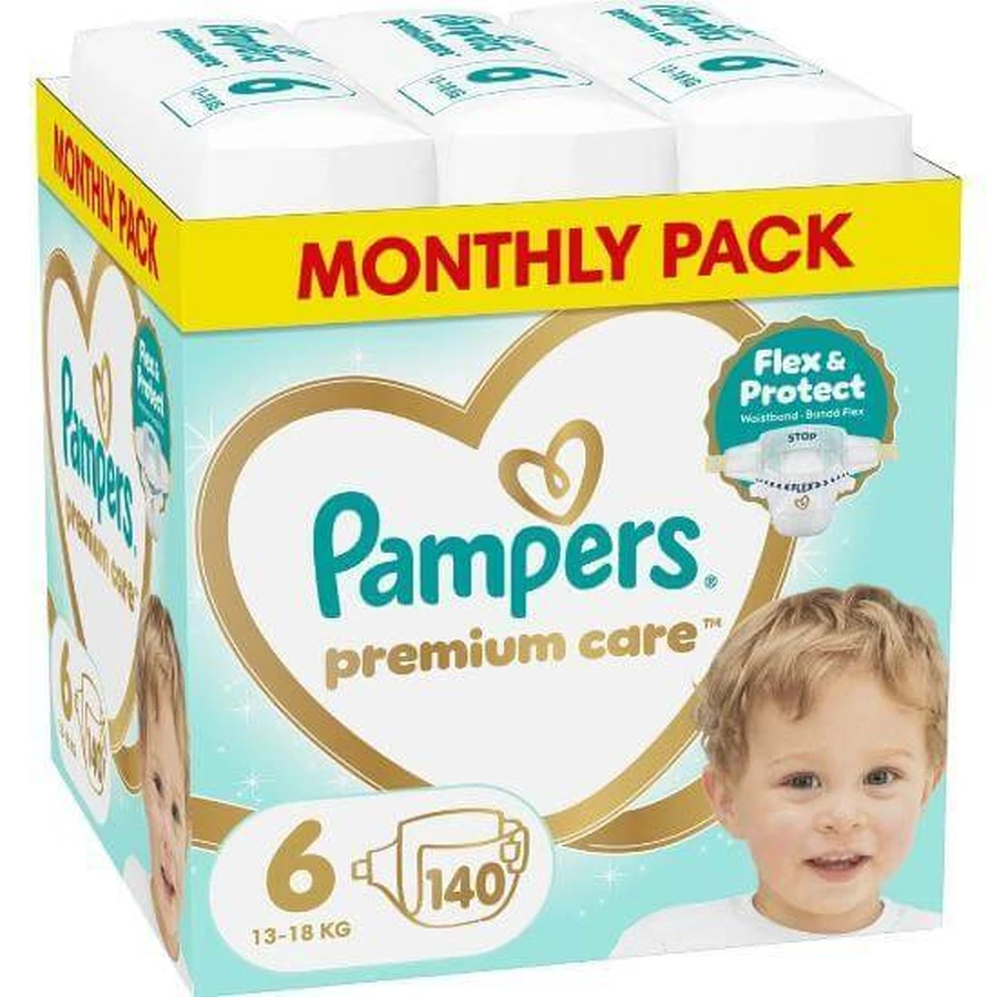 PAMPERS Couches pour bébés Premium Care No.6 13-18kg 140 pièces MSB