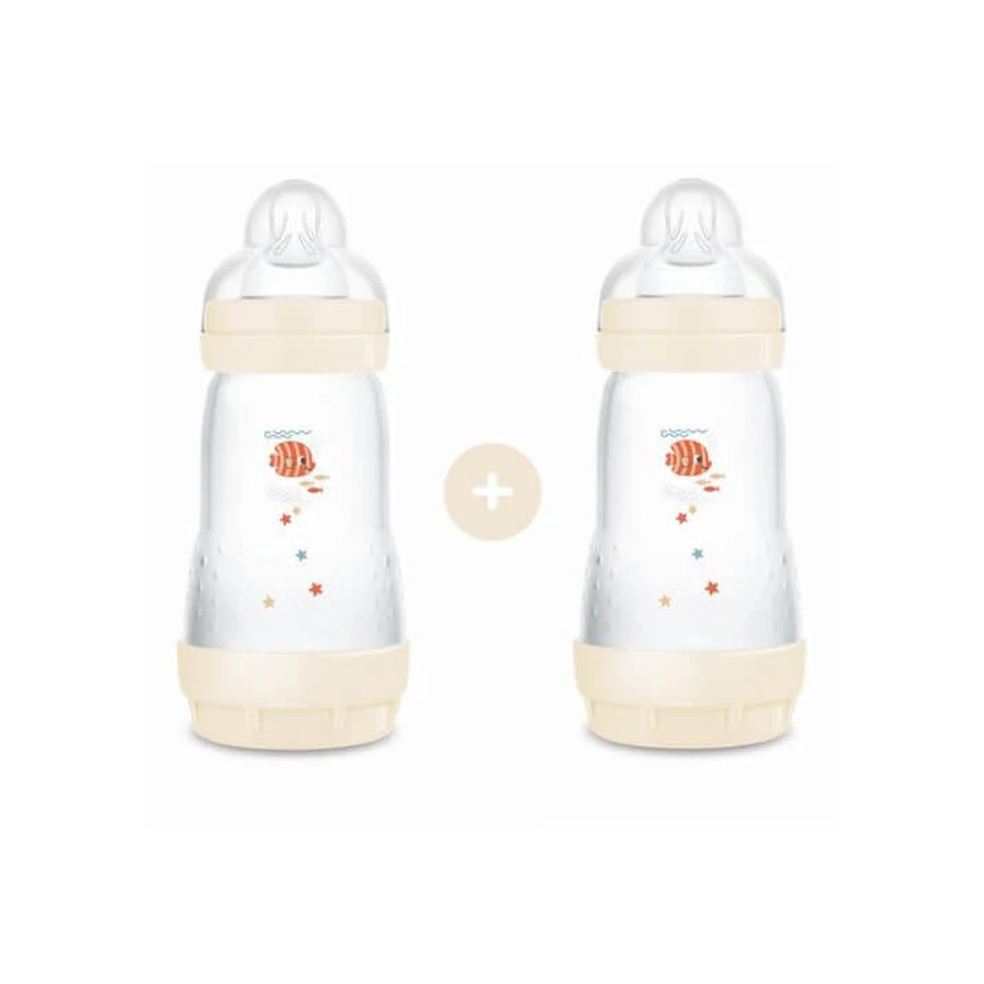 MAM Sticlă de plastic Easy Start Anti-Colic Sticlă de silicon 2+ luni 2 bucăți 260ml