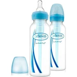 DR. BROWN`S Natural Flow Options, blaue Kunststoff-Flasche mit engem Hals & Silikon-Nippel 2x250ml SB 82405