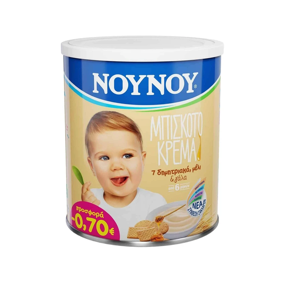 NOYNOY Babykoekje Crème Met 7 Granen Honing & Melk, Vanaf 6 Maanden 300gr