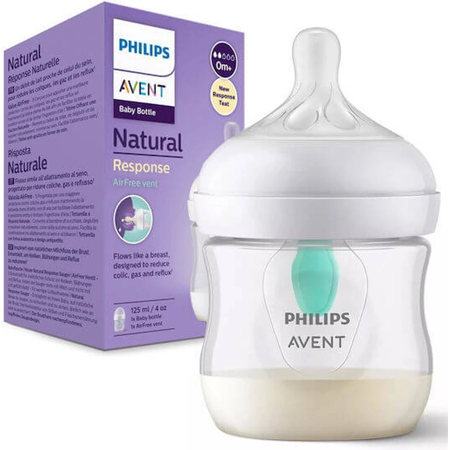AVENT Airfree Plastic Bottle with Silicone Nipple 125ml