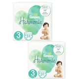 PAMPERS Harmonie Pañales No.3 6-10Kg 62 Piezas (2 Paquetes de 31 Piezas)
