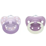 NUK First Choice Classic Day & Night Silikon Schnuller mit Etui 6-18 Monate 2 Stück