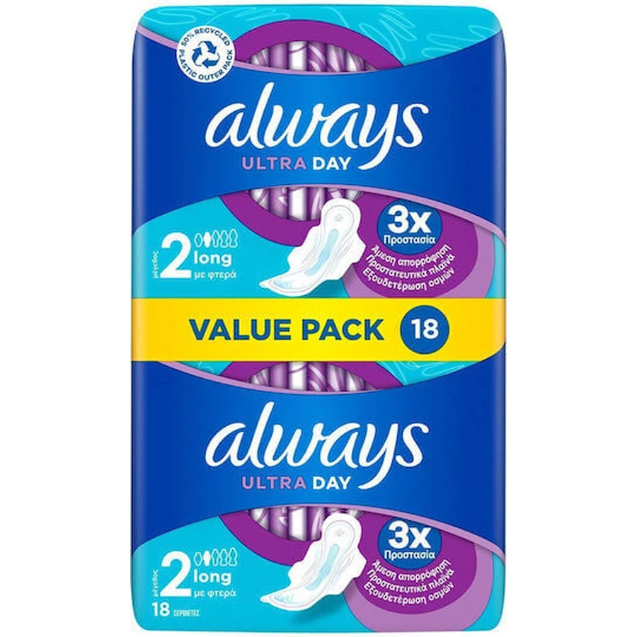 ALWAYS Ultra Pads Long Plus With Wings Size 2, 18 sztuk: ceny i cechy