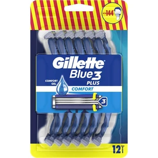 GILLETTE Blue3 Plus Comfort Einwegrasierer mit 3 Klingen & Gleitband 12 Stück