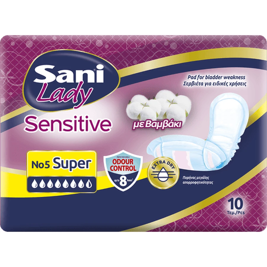 SANI Lady Super Absorbent Cotton Super Absorbent Pads No5 Super 10 sztuk: ceny i cechy