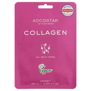 KOCOSTAR Collagen Sheet Gesichtsmaske Gesichtsmaske mit 5 verschiedenen pflanzlichen Collagen Serum 1 Stück