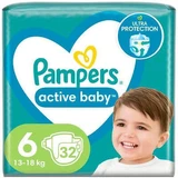 PAMPERS Babyluiers Active Baby No.6 Voor 13-18kg Waardeverpakking 32 Stuks