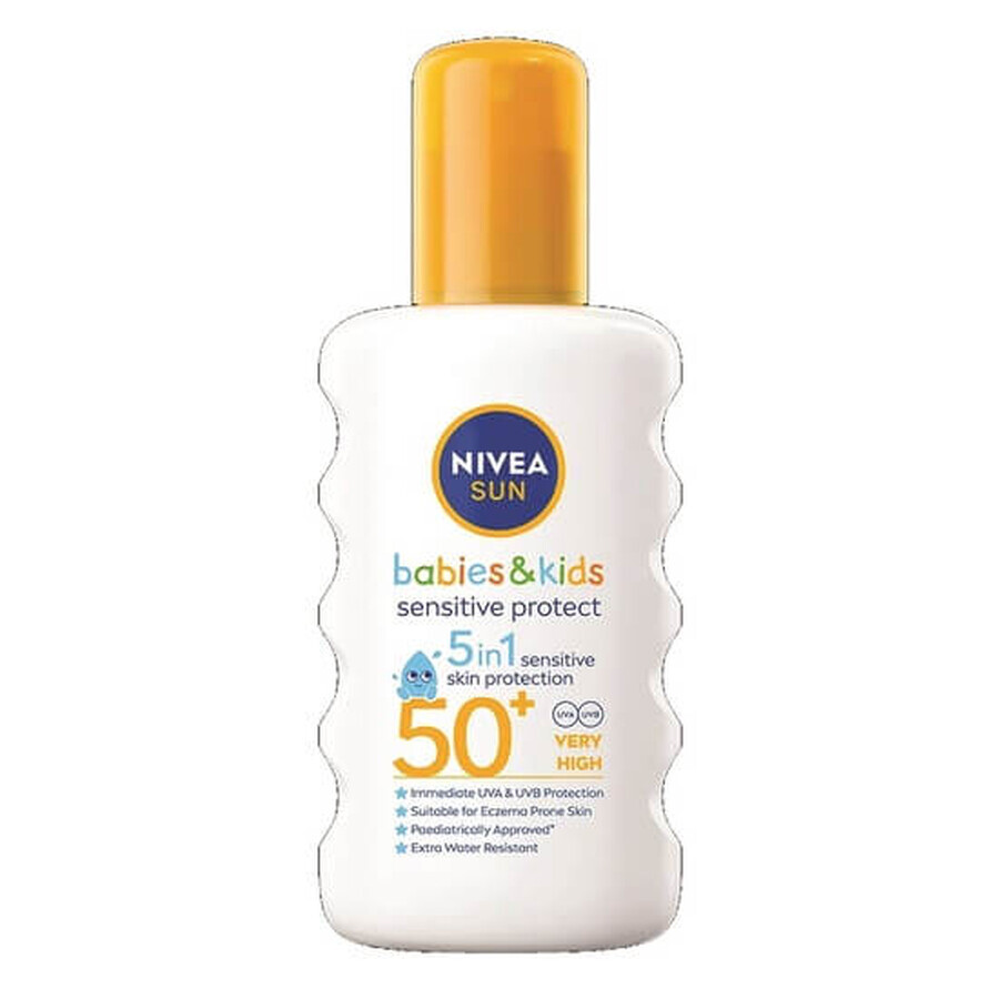 Spray de protectie solara pentru copii SPF 50+ Sensitive Protect, 200 ml, Nivea