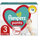 PAMPERS Pants Pañales Pull-up No 3 6-11kg Pack Mensual 204 Piezas