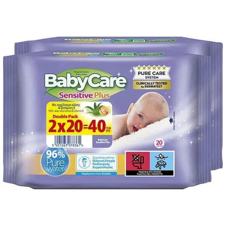 BABYCARE Șervețele pentru copii Sensitive Plus Mini (20x2) 40 bucăți