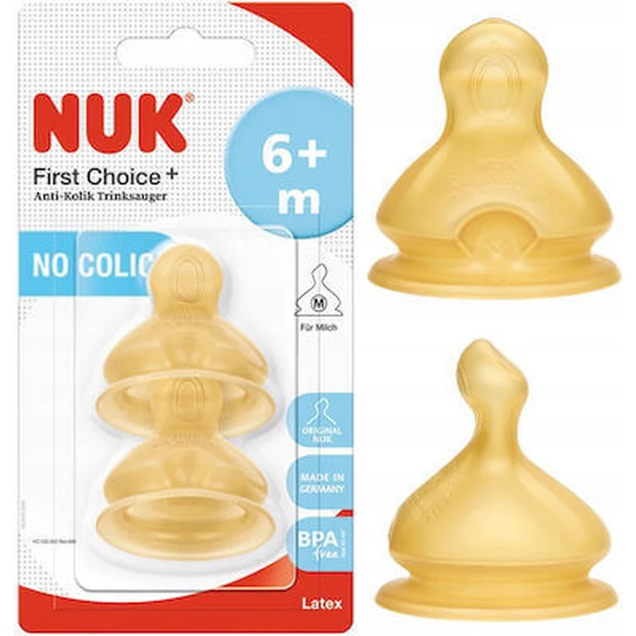 NUK First Choice+ Medium Rubber Nipple 6+ Months 2 pieces 
